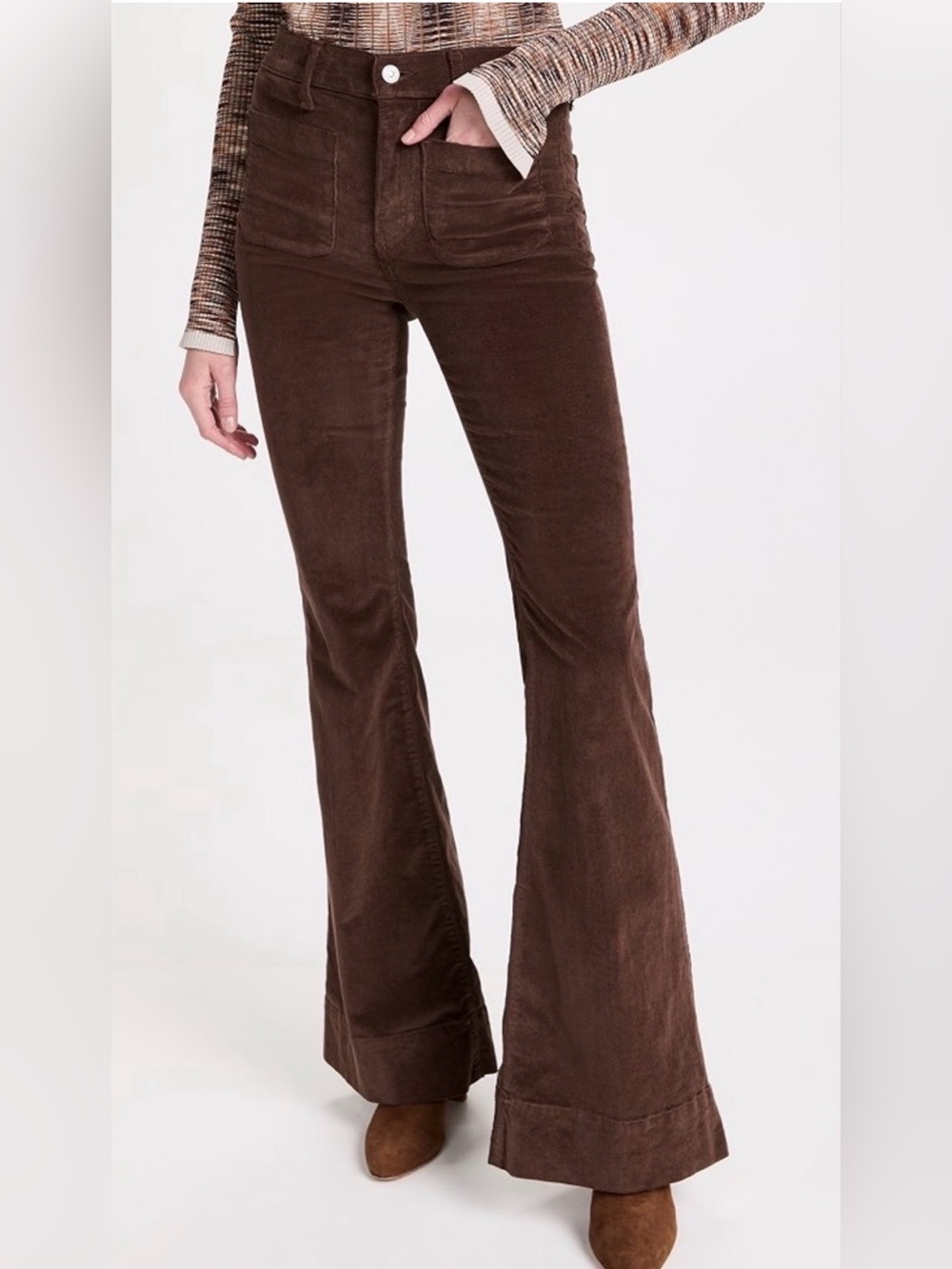 Veronica Beard Sheridan Chickoy Corduroy High Rise Flare Pants Quiet Luxury 30